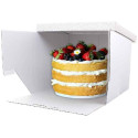 Scatola rigida quadrata per torte alte 36x36xh25 cm con coperchio in cartoncino bianco rigido e rigato da Decora