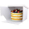 Scatola rigida quadrata per torte alte 36x36xh25 cm con coperchio in cartoncino bianco rigido e rigato da Decora Scatola rigida quadrata per torte alte 36x36xh25 cm con coperchio in cartoncino bianco rigido e rigato da Decora