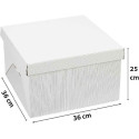 Scatola rigida quadrata per torte alte 36x36xh25 cm con coperchio in cartoncino bianco rigido e rigato da Decora