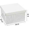 Scatola rigida quadrata per torte alte 36x36xh25 cm con coperchio in cartoncino bianco rigido e rigato da Decora