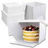 Scatola rigida quadrata per torte alte 36x36xh25 cm con coperchio in cartoncino bianco rigido e rigato da Decora Scatola rigida quadrata per torte alte 36x36xh25 cm con coperchio in cartoncino bianco rigido e rigato da Decora