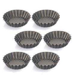 Set 6 formine in alluminio antiaderente con fondo rialzato per crostatine tonde ø10xh2,3 cm di Vespa