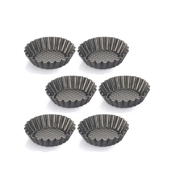 Set 6 formine in alluminio antiaderente con fondo rialzato per crostatine tonde ø10xh2,3 cm di Vespa