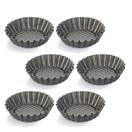 Set 6 formine in alluminio antiaderente con fondo rialzato per crostatine tonde ø10xh2,3 cm di Vespa Set 6 formine in alluminio antiaderente con fondo rialzato per crostatine tonde ø10xh2,3 cm di Vespa
