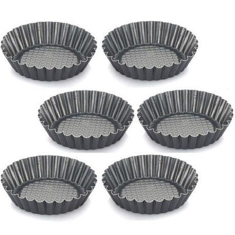 Set 6 formine in alluminio antiaderente con fondo rialzato per crostatine tonde ø12xh2,5 cm di Vespa