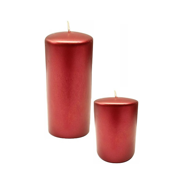 h6 o h10 cm Candela a colonna decorativa di colore rosso metallizzato