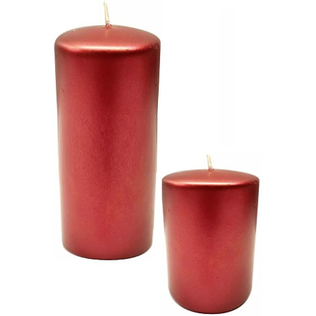 h6 o h10 cm Candela a colonna decorativa di colore rosso metallizzato h6 o h10 cm Candela a colonna decorativa di colore rosso metallizzato