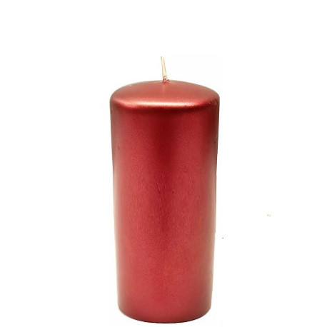 Candela a colonna decorativa di colore rosso metallizzato ø5ch10 cm