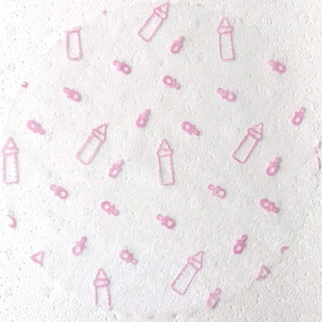 50 Veli in organza con rilevo a forma di biberon Rosa con effetto floccato