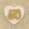 Applicazione in Legno Cuore 50° Oro di dimensioni 4,2x4xh0,4 cm