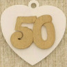 Applicazione in Legno Cuore 50° Oro di dimensioni 4,2x4xh0,4 cm