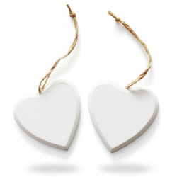 Decorazione Cuore Bianco in legno cm 8 pz 2