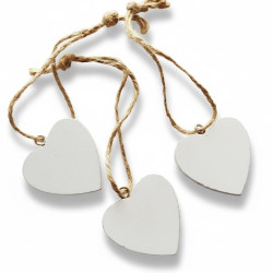 Decorazione Cuore Bianco in legno cm 4 pz 3