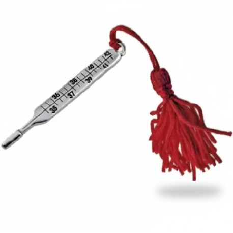 Ciondolo Termometro applicazione in zama con nappina rossa per laurea medicina Ciondolo Termometro applicazione in zama con nappina rossa per laurea medicina