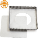 Stampo crostata quadrata Decora con fondo mobile in acciaio antiaderente 21x21xh3,5 cm