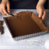 Stampo crostata quadrata Decora con fondo mobile in acciaio antiaderente 21x21xh3,5 cm