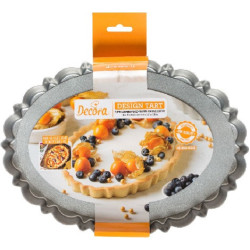 Stampo Crostata Ovale Decora Design Tart – Metallo Antiaderente con Fondo Mobile, 29×20×H3 cm