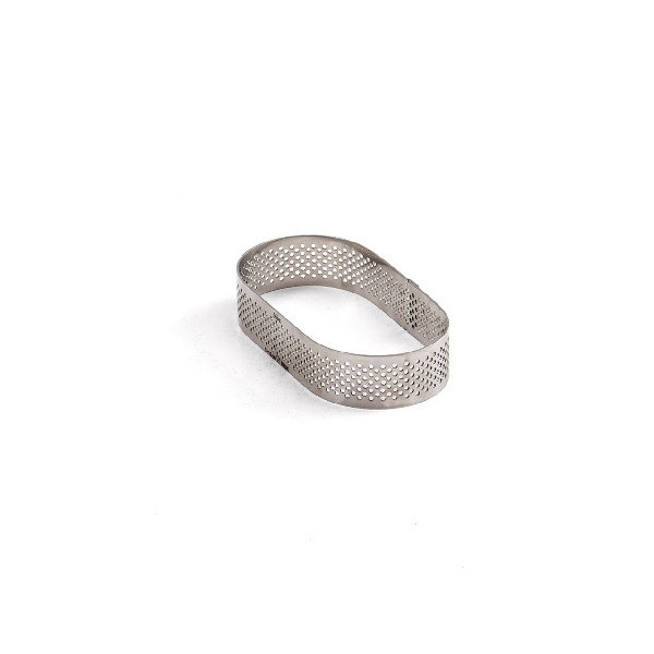 Anello ovale acciaio microforato Decora: sagoma microforata ovale per crostatine 10x6xh2 cm