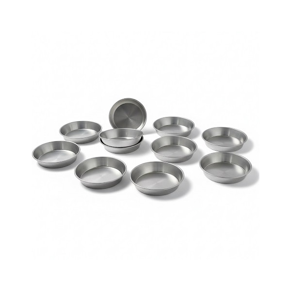 Set 10 formine lisce in alluminio stampi tartelletta o mini pastiera ø8xh2 cm