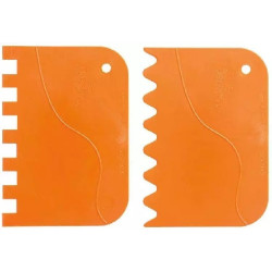 Spatole Ondulate a Pettine Decora (2 Pz) – Tarocco in Plastica Arancio (12×8,3/13,5×9,2cm)