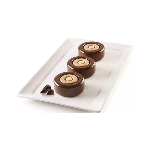 Mini Color Silikomart: stampo in Silicone per 6 monoporzioni tonde con effetto tridimensionale ø7,3xh3 cm