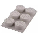 Mini Color Silikomart: stampo in Silicone per 6 monoporzioni tonde con effetto tridimensionale ø7,3xh3 cm