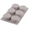 Mini Color Silikomart: stampo in Silicone per 6 monoporzioni tonde con effetto tridimensionale ø7,3xh3 cm