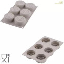 Mini Color Silikomart: stampo in Silicone per 6 monoporzioni tonde con effetto tridimensionale ø7,3xh3 cm