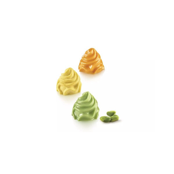 Cream Silikomart: stampo silicone bianco 6 ciuffi monoporzioni di ø7,3xh6,5 cm