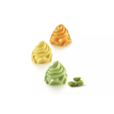 Cream Silikomart: stampo silicone bianco 6 ciuffi monoporzioni di ø7,3xh6,5 cm