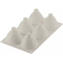 Cream Silikomart: stampo silicone bianco 6 ciuffi monoporzioni di ø7,3xh6,5 cm