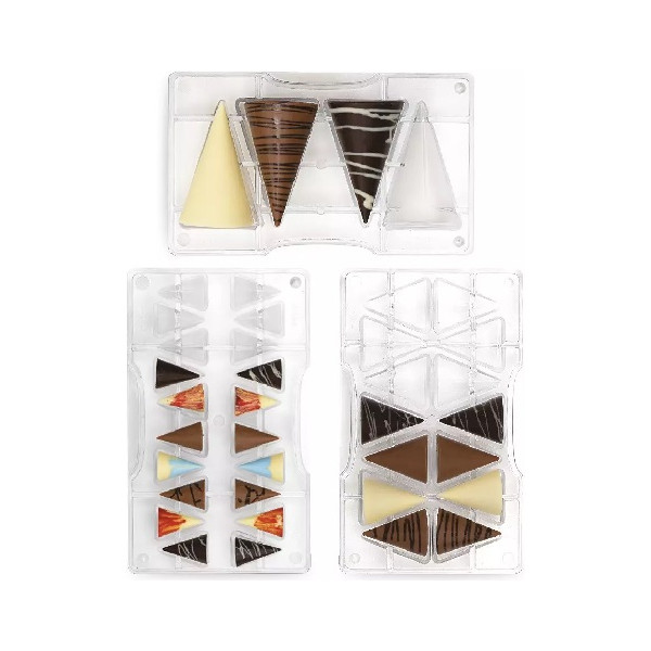Set 3 Stampi cioccolato Coni 3D in policarbonato da Decora
