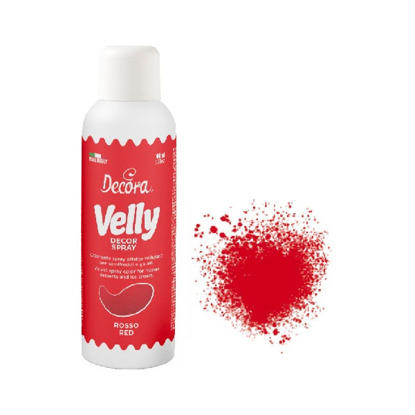 Decorvelly Spray Rosso da 100 ml Decora colorante alimentare spray effetto vellutato