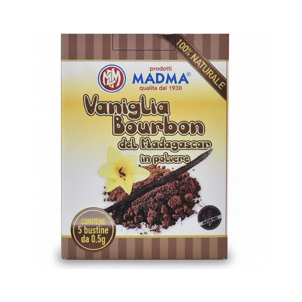 5 Bustine di Vaniglia Bourbon del Madagascar in polvere da 0,5 g da Madma