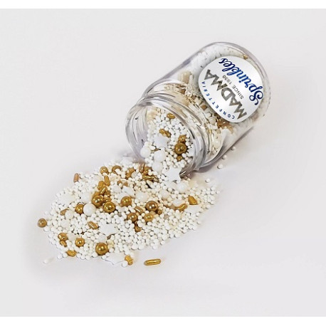 Sprinkles Mix "White Christmas" 90g | MADMA | Decorazioni Zucchero Oro e Bianco per Torte, Biscotti e Dolci Natalizi