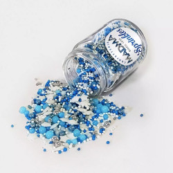Sprinkles Mix "Winter Snow" Madma 90 g – Decorazioni per Torte Inverno/Frozen | Zuccherini Stelline Argento, Blu e Bianco
