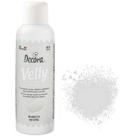 Decorvelly Spray Bianco da 100 ml Decora: colorante alimentare spray effetto vellutato