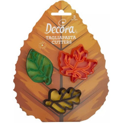 Set 3 taglia-biscotti foglie autunnali miste in plastica da Decora