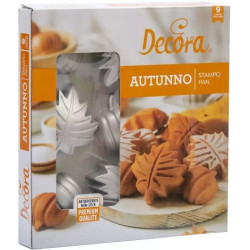 Stampo Autunno Decora – Teglia in Alluminio Antiaderente per Monoporzioni a Forma di Foglie e Zucche