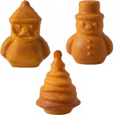 Set 3 stampi natalizi 3D antiaderenti: pupazzo di neve, albero di natale e babbo natale da Decora