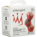 Set 6 pirottini muffin tondi da CUP01 Silikomart: 6 stampi in silicone rosso di diametro 68 mm, altezza 32 mm