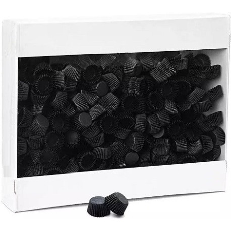 Set di 5000 pirottini mini bon bon in carta forno nera di ø2xh1,5 cm, ideale per presentare singoli confetti Set di 5000 pirottini mini bon bon in carta forno nera di ø2xh1,5 cm, ideale per presentare singoli confetti