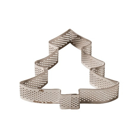 Sagoma microforata Albero di Natale Decora fascia in acciaio inox 10x10xh2 cm Sagoma microforata Albero di Natale Decora fascia in acciaio inox 10x10xh2 cm