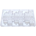 Locomotiva babbo natale con doni: stampo policarbonato cioccolato 6 tavolette 10,6x8 cm 80 g