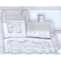 Locomotiva babbo natale con doni: stampo policarbonato cioccolato 6 tavolette 10,6x8 cm 80 g