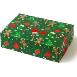 Scatola regalo rettangolare portadolci Happy Gingerbread Decora: box auto-montante in cartoncino 18x13,5xh7,5 cm