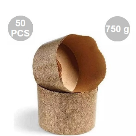 Stampi Panettone Alto in Carta Professionale 750g (50 Pezzi) - Set Pirottini Canasta Uso Alimentare