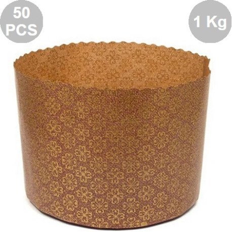 Stampi Panettone Alto in Carta Professionale 1Kg (50 Pezzi) - Set Pirottini Canasta Uso Alimentare