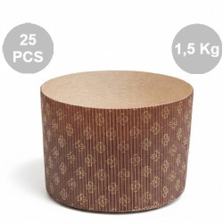 Set 25 Stampi Panettone Alto Rigido 1,5 Kg | Carta Forno Ondulata ø20,5 cm Professionale