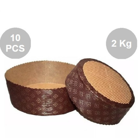 Stampi Panettone Basso in Carta Professionale 2Kg (10 Pezzi) - Set Pirottini Canasta Uso Alimentare